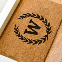 Wreath Custom Name Initial Doormat