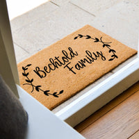 Leaf Border Family Name Door Mat - Personalized Doormat