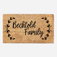 Leaf Border Family Name Door Mat - Personalized Doormat