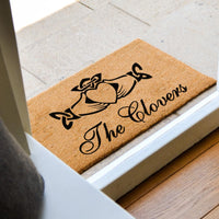 Irish Claddagh Family Surname Doormat - Personalized Calligraphy Doormat