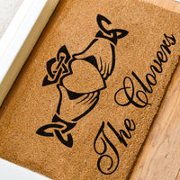 Irish Claddagh Family Surname Doormat - Personalized Calligraphy Doormat