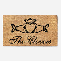 Irish Claddagh Family Surname Doormat - Personalized Calligraphy Doormat