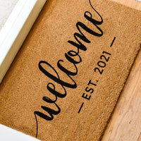 Welcome Established Date Personalized Calligraphy - Doormat