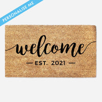 Welcome Established Date Personalized Calligraphy - Doormat