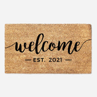 Welcome Established Date Personalized Calligraphy - Doormat