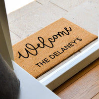 Personalized Welcome Doormat - Custom Coir Family Surname Door Mat