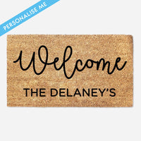 Personalized Welcome Doormat - Custom Coir Family Surname Door Mat