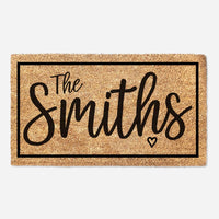 Family Name Doormat With Heart and Border