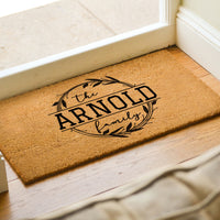 Family Name Doormat With Wreath - Housewarming Gift