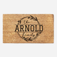 Family Name Doormat With Wreath - Housewarming Gift