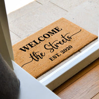 Personalized Last Name Doormat, Custom Family Name Door Mat, Housewarming Gift, Wedding Gift Ideas, Closing Gift, Farmhouse Decor