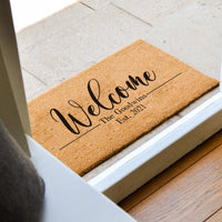 Welcome Family Name Established Date Doormat  - New Home Gift