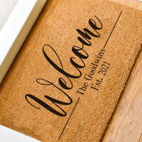Welcome Family Name Established Date Doormat  - New Home Gift