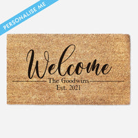 Welcome Family Name Established Date Doormat  - New Home Gift