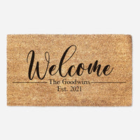 Welcome Family Name Established Date Doormat  - New Home Gift