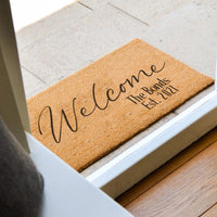 Cursive Personalized Welcome Doormat - Family Name Door Mat