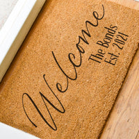 Cursive Personalized Welcome Doormat - Family Name Door Mat
