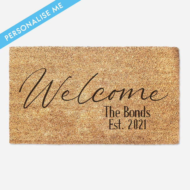 Cursive Personalized Welcome Doormat - Family Name Door Mat