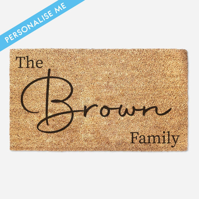 Cursive Family Last Name Door Mat