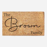Cursive Family Last Name Door Mat
