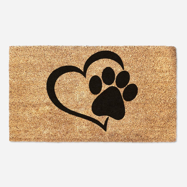 Interlocking Heart And Paw Welcome Mat