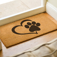 Interlocking Heart And Paw Welcome Mat
