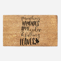 Pumpkin Doormat - Pumpkin Hayrides Apple Cider and Falling Leaves