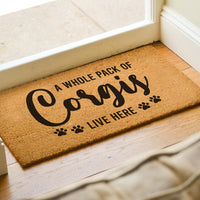 A Whole Pack Of Corgis Live Here - Doormat