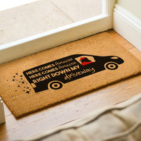Here Comes Amazon - Funny Christmas Doormat