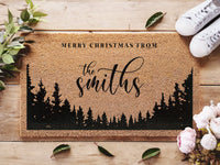 Merry Christmas From Our Family Doormat - Family Name Door Mat - Holiday Doormat - Holiday Porch Decor - Farmhouse Christmas - Holiday Rug