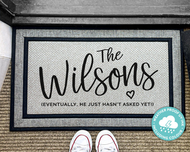 Wedding And Engagement Gift - Eventually Personalized Outdoor Rug - Personalized Door Mat - Gifts For Couples - Washable Custom Rug