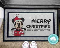 Mickey Merry Christmas Outdoor Mat - Outdoor Disney Holiday Rug - Home Decor Doormat - Washable Custom Rug - Personalized Mat - Xmas Gifts