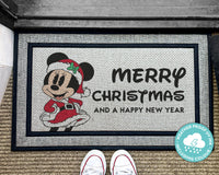 Merry Christmas Minnie Outdoor Mat - Outdoor Personalized Door Mat - Christmas Decor - Washable Custom Rug - Personalized Mat - Xmas Gifts