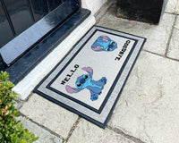 Stitch Hello Goodbye Doormat - Stitch Outdoor Mat - Lilo & Stitch Gifts - Stitch Fandom - Outdoor Custom Washable Rug - Disney Gifts For Her