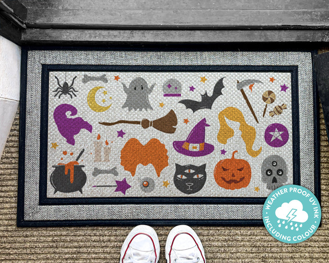 Halloween Hocus Pocus Outdoor Mat - Outdoor Personalized Rug - Fall Decor - Washable Rug - Halloween Porch Decor - Welcome Doormat - Spooky