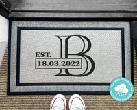 Established Monogram Rug - Outdoor Personalized Doormat - Indoor Personalized Door Mat - New Home - Housewarming Gift - Washable Custom Rug
