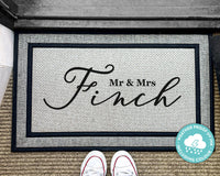 Newlywed Couple Personalized Rug - Personalized Outdoor Doormat - Family Name Rug - Housewarming Gift - Mr & Mrs Gifts - Washable Custom Rug