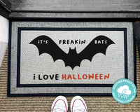 It's Freakin Bats i Love Halloween - Outdoor Personalized Rug - Fall Decor - Washable Custom Rug - Halloween Decor - Welcome Doormat - Rug