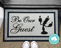 Be Our Guest Lumiere Doormat - Disney Outdoor Door Mat - Disney Welcome Mat - Beauty And The Beast - Washable Custom Rug - Beauty Beast Gift