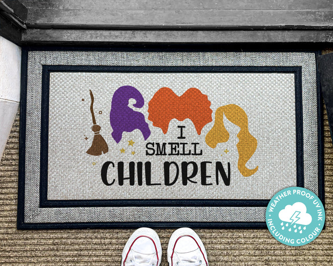 I Smell Children - Hocus Pocus Outdoor Mat - Halloween Outdoor Rug - Fall Decor - Washable Rug - Halloween Porch Decor - Sanderson Sisters