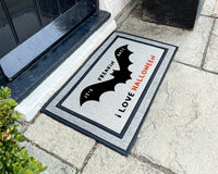 It's Freakin Bats i Love Halloween - Outdoor Personalized Rug - Fall Decor - Washable Custom Rug - Halloween Decor - Welcome Doormat - Rug