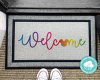 Rainbow Welcome Disney Rug - Outdoor Mickey Mouse Rug - Outdoor Doormat - Disney Home Decor - Washable Custom Rug - Welcome Door Mat