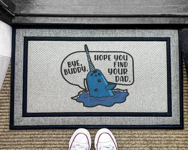 Bye Buddy Hope You Find Your Dad Doormat - Christmas Holiday Rug - Xmas Door Mat - Christmas Decor - Washable Custom Rug - Elf Film Design