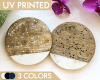 Custom Zodiac Star Sign Coasters, Constellation Wood Coaster Set, Zodiac Coffee, Fire Signs, Wood Coaster, Aries, Leo, Sagittarius