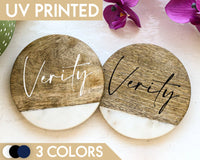 Custom Name Coasters, Personalized Wood Coasters, Family Name Coaster, Wood Coaster Wedding Favor, Cursive Name, Farmhouse Home Decor