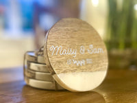 Custom Wooden Coasters, Customized Marble Coaster, Wedding Gift, Bridesmaid Gifts, Printed White Marble Wood Coasters, Wedding Favors